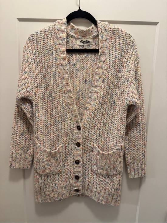 Haptics Sweaters - Haptics Cream Multicolor Open-Front Knit Cardigan. S. Like New!